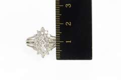 14K White Gold 0.94 Ctw Diamond Retro Cluster Statement Ring