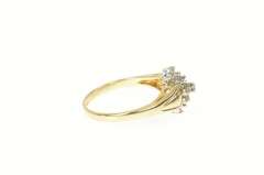10K Yellow Gold Diamond Cluster Curved Classic Statement Ring