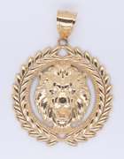 Elegant Yellow Gold Lion Head Pendant
