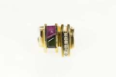 14K Yellow Gold 2.68 Ctw Tourmaline Diamond Squared Cocktail Ring