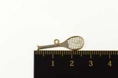14K Yellow Gold Two Tone Pearl Tennis Racket Raquet Ball Charm/Pendant
