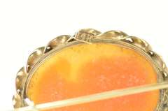 14K Yellow Gold Ornate Carved Shell Cameo Dangle Hook Earrings