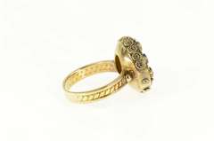 18K Yellow Gold Ruby Emerald Etruscan Revival Elaborate Ring