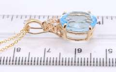 Favorite Yellow Gold Blue Topaz & Diamond Pendant on Chain