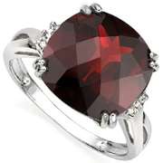 4.80 CT GARNET & DIAMOND 925 STERLING SILVER COCKTAIL RING