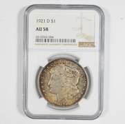 AU58 1921-D Morgan Silver Dollar - Graded NGC Great Color