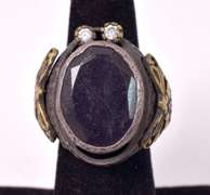 Captivating 11.19CTS Sapphire & White Crystal Ring in Sterling Silver