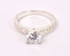 Heart Themed Crystal Ring in Sterling Silver