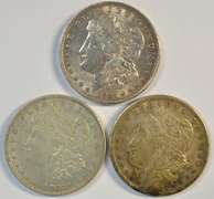 1921 P-D-S Morgan Silver Dollars. Last year of issue
