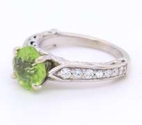 Fantastic White Gold 1.60ct Peridot in Moissanite Semi Mount Ring