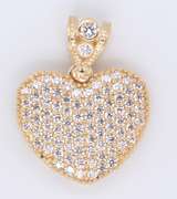 Lovely Yellow Gold Heart Shaped Cubic Zirconia Pendant