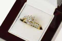 14K Yellow Gold 0.77 Ctw Diamond Swirl Engagement Bridal Set Ring