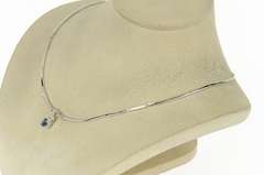 18K White Gold 1.00 Ctw Oval Sapphire Diamond Bar Link Necklace
