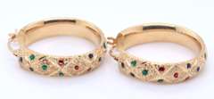 Nice Yellow Gold Enamel Dot Earrings