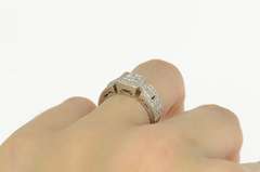 14K White Gold 1.01 Ctw Princess Diamond Pave Engagement Ring