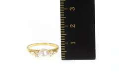14K Yellow Gold Mikimoto Pearl Diamond Classic Engagement Ring