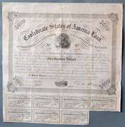 March 2 1863 $500 Confederate States Of America Coupon Bond