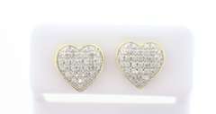 Lovely Heart Shaped Diamond Encrusted 10k Yellow Gold Earrings