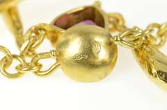 18K Yellow Gold 5.78 Ct Rhodolite Garnet Artisanal Designer Necklace