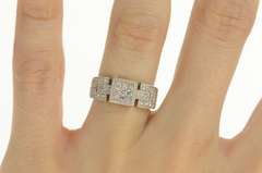 14K White Gold 1.01 Ctw Princess Diamond Pave Engagement Ring