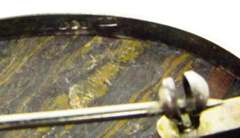 Vintage Sterling Silver Agate Brooch