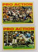 2 Topps 1972 Pro Action Football Cards
