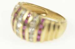 14K Yellow Gold 1.36 Ctw Natural Ruby Diamond Rounded Band Ring