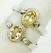 2 Sterling Silver Citrine Rings, 6.5