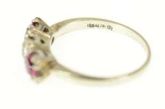 14K White Gold 1.40 Ctw 1940's Old European Diamond Ruby Ring