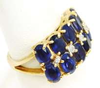Dramatic Wide 14K Tanzanites & Diamonds Ring, 7