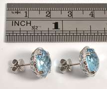 Nice Bleu Topaz & Diamond Earrings in 14K WG