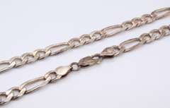 Heavy Italian Sterling Silver Figaro Necklace