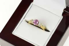 14K Yellow Gold 0.69 Ctw Pink Sapphire Diamond Engagement Ring