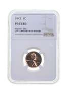 PF63 RD 1942 Lincoln Wheat Cent - Graded NGC