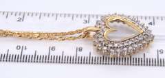 Enchanting Double Row Diamond Heart Pendant Necklace