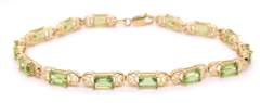 Gorgeous Yellow Gold Peridot Line Bracelet