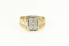 14K Yellow Gold 0.50 Ctw Diamond Squared Statement Ring