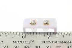 Square 10k Yellow Gold Earrings with Diamond Studs