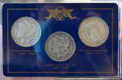 Morgan Silver Dollar Decade Set 3 Coins Total, Circulated.