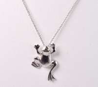 Frog Pendant Necklace in Sterling Silver