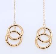Simple Yellow Gold Double Circle Threaders Earrings