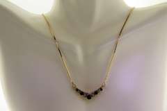 Italian Sterling Silver Blue Sapphire V Necklace