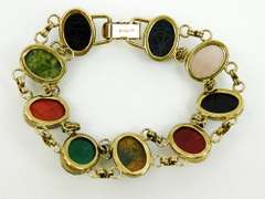 Wonderful Vintage Sterling Vermeil Scarab Gemstone Bracelet