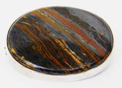 Vintage Sterling Silver Agate Brooch