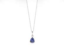 Set of Trillion Tanzanite Earrings and Necklace with Diamonds in 10K