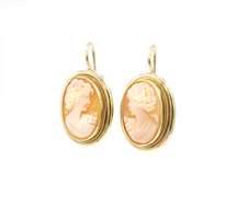 Shell Cameo Ring and Earring set in 14K