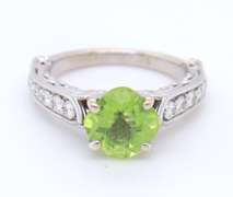Fantastic White Gold 1.60ct Peridot in Moissanite Semi Mount Ring