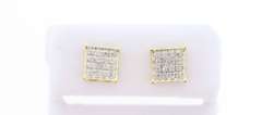Square 10k Yellow Gold Earrings with Diamond Studs