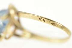 10K Yellow Gold Retro Heart Blue Topaz Love Symbol Ring