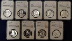 Run Of Franklin Half Dollars NGC PF66 1955-1963